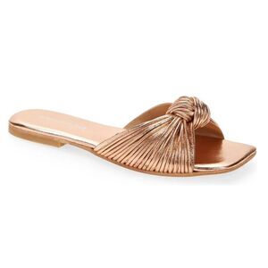 Jeffrey Campbell Metallic Rose Gold Knotted Slide Sandal